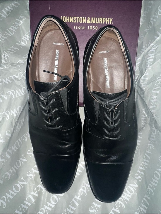 Johnston & Murphy Black Leather Cap-Toe Derby Shoes main image 7